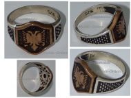 Albania WW2 Ring with the Double Headed Eagle for the Albanian Volunteer Regiments of the Italian Army 1939 1943 Silver 925
