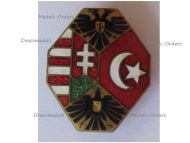 Austria Hungary WW1 Cap Badge with the Central Powers Flags and the Imperial Eagles Lapel Pin Marked BS&Co