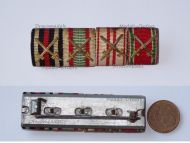 Germany Austria Hungary Bulgaria WW1 Ribbon Bar of 4 Medals (Hindenburg Cross, Hungarian Pro Deo et Patria, Austrian, Bulgarian WWI Commemorative Medal with Swords for Combatants)