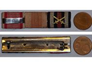 Austria Hungary Germany WW1 Ribbon Bar of 3 Medals (Tapferkeit Fortitudini Bravery Medal with Repetition Bar, Kaiser Karl's Cross of the Troops, Hindenburg Cross with Swords)