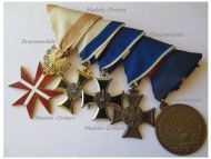 Austria Set of 5 Medals (Decoration of Honor for Services to the 2nd Austrian Republic, Golden Cross, Long Service Military Crosses 1st, 2nd & 3rd Class, Bronze Medal for Successful Completion of Military Training)