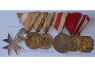 Austria Hungary WW1 6 Medal Set (Order of Merit Silver Cross, WWI Commemorative, Defense of Tirol, Medal of Honor for 40 Years of Service, 1st & 2nd Austrian Republic, Jubilee Medals for the 50th & 60th Anniversary of Kaiser FJ Reign 1848 1898 1908)