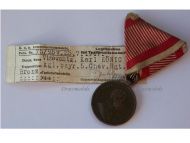 Austria Hungary WW1 Bronze Tapferkeit Bravery Medal 3rd Class Kaiser Franz Jozeph 1914 1916 by Tautenheyn with Diploma to the Bavarian 5th Cavalry Regiment
