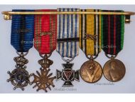 Belgium WW2 Order Leopold II Knight WWII War Cross Palms Armed Resistance Combatants Political Prisoners Posthumous Commemorative Military Medals set Decoration Award 1940 1945 MINI