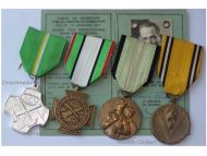 Belgium WW2 Clandestine Press Resistance Medal Set with Card (with WW2 Unarmed Resistance, WW2 Victory Commemorative & ACV Medal)