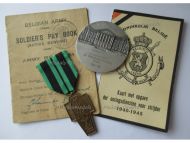 Belgium WW2 Resistance Medal for the Agents of the Intelligence Service, Operators of Secret Radio Stations, Combatants Card & Silver Senate Medal to a Belgian Senator