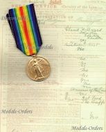 Britain WW1 Victory Interallied Medal London Regiment Royal Fusiliers 4th Battalion KIA France 1917