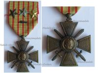 France WW1 War Cross 1914 1918 with 4 Citations Palms 3 Stars (1 Bronze 1 Silver 1 Gold) 