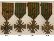 France Set of 4 WW1 War Crosses 1914 1915 1916 1917 1918