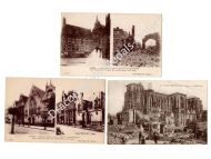 France WW1 Set of 3 Photographs Postcards (Bombed & Destroyed Cities Saint Quentin & Yser)