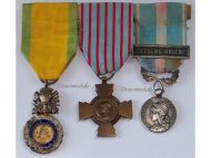 France  WW2 Valor Discipline Cross Combatants Colonial Far East Military Medals set French Decorations 1945 1965
