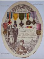 France WW1 Set of 7 Medals to a Chief Warrant Officer of the 99th Infantry Regiment (Victory, Verdun by Venier, Wound, Commemorative Valor & Discipline Medal, War Cross, Combatants Cross) 