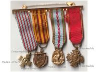 France Belgium WW2 Set of 4 Medals (Combatants, Dunkirk Evacuation, WWII Commemorative Medal, Belgian Cross of the Royal Federation of King Albert's Veterans) MINI