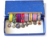 France Britain WW1 Set of 8 Medals (British WWI War Medal French Victory Morlon Type, Valor & Discipline, Verdun Prudhomme with Clasp, Wound, Commemorative Medal, War & Combatants Cross) Boxed MINI