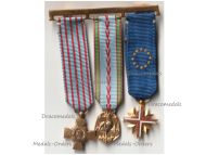 France WW2 Set of 3 Medals (Combatants Cross, WWII Commemorative Medal, French EU Cross of the European Confederation of Former Veterans by LR Paris) MINI