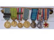 France Set of 7 Medals (Nation's Gratitude, Indochina North Africa, Algeria, Wound, Police, Sports Medal) MINI
