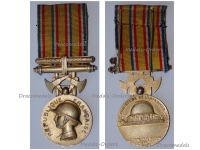 France WW2 Firemen Gold Honor and Meritorious Service Medal 3rd type 1935 in Silver Gilt by Bazor and the Paris Mint