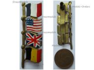 France WW2 Patriotic Badge for the Liberation of Paris with the Flags of the Allied Powers USA, Britain & Belgium