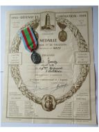 France WW1 Argonne Vauquois Commemorative Medal 1914 1918 with Diploma to the 29th Artillery Regiment