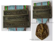 France WW2 Commemorative Medal 1939 1945 with 3 Clasps (Norvege, Liberation, France) by the Paris Mint