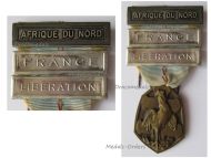 France WW2 Commemorative Medal 1939 1945 with 3 Clasps (France, Liberation, North Africa) by the Paris Mint