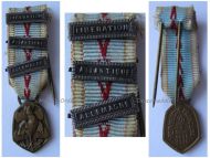 France WW2 Commemorative Medal 1939 1945 with 3 Clasps (Atlantique, Allemagne, Liberation) by the Paris Mint MINI