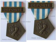 France WW2 Resistance Medal for Deportees and Internees with Clasp Deporte on Ribbon for Deportee by the Paris Mint