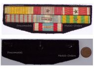 France Ribbon Bar of 7 Medals (Valor & Discipline, Indochina & Colonial Medal, North Africa Medal for Security and Order Operations, Military Valor, Combatants & War Cross TOE)