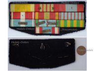 France WW2 Ribbon Bar of 10 Medals (Valor & Discipline, WWII Commemorative, Indochina, Colonial & North Africa Medal for Security and Order Operations, WWII Volunteer Combatants, Military Valor, Combatants & War Cross)