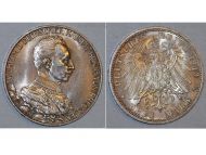 Germany 3 Mark Coin 1913 A Prussia German Empire 25th Anniversary Kaiser Wilhelm II Reign Berlin Mint