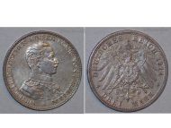 Germany 3 Mark Coin 1914 A Prussia German Empire Kaiser Wilhelm II Berlin Mint