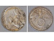 Nazi Germany 2 Mark Coin 1938 G Swastika WWII German Paul Von Hindenburg 3rd Third Reich WW2 