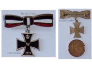 Germany WW1 Patriotic Cap Badge Iron Cross 1914 on Ladies Bow in the German Imperial Colors