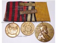 Germany WW1 Set of 3 Medals (Commemorative War Medal for a Single Campaign, Bronze Medal for the Franco-Prussian War 1870 1871 with Bars Villiers & Paris, Centennial Medal of Kaiser Wilhelm 1897) 