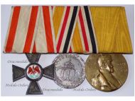 Germany Prussia Set of 3 Medals (Royal Order of the Red Eagle Cross IV Cl. by Godet, China Boxer Rebellion 1900 Medal in Steel, Kaiser Wilhelm's Medal 1897)
