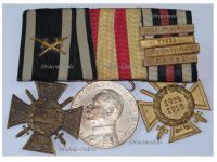   Germany WW1 Set of 3 Medals (Imperial Navy Veteran Flanders Cross 1914 1918 with 4 Clasps (Somme, Ypres, Yser, Flandernschlacht - Battle of Flanders), Hindenburg Cross, Baden Silver Merit Medal)