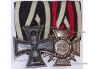 Germany WW1 Set of 2 Medals (Iron Cross 1914 2nd Class EK2, Hindenburg Cross for Combatants Marked Erbe)