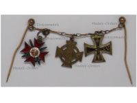 Germany Bulgaria WW1 Set of 3 Medals (Iron Cross & Oldenburg Friedrich August Merit Cross 2nd Class, Bulgarian Order of Bravery 4th Class 2nd Grade)