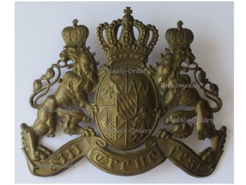 Germany WW1 Bavaria Spiked Helmet Pickelhaube Front Plate Emblem In Treue Fest for Officers