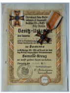 Germany WW1 Somme Cross 1914 1918 1st Type by Fleck & Sohn with Diploma to NCO