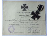 Germany WW1 Iron Cross 1914 2nd Class by Maker KAG with Diploma to the 106th Infantry Regiment King Georg