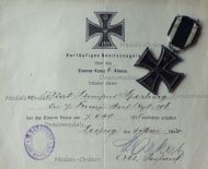 Germany WW1 Iron Cross 1914 2nd Class EK2 by Maker KAG with Diploma to the 106th Infantry Regiment King Georg