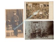 Germany WW1 3 Photos Squad Mecklenburg Merit Iron Cross FF1 Soldiers Field Post Photograph 1914 1918 Great War WWI