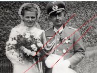 NAZI Germany WW2 Wedding Phototograph of a Wehrmacht German Officer with Iron Cross EK1 Sudetenland Medal Silver Wound & Sport Badge REPRINT