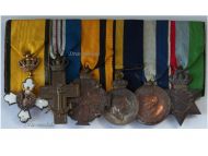 Greece WW2 Set of 6 Medals (Royal Order of the Phoenix Knight's Cross, WWII Star & Medal for the Land Operations 1940 1941 1945 by Kelaides, Hellenic Navy Campaign Cross, Long Service & Good Conduct Medal)