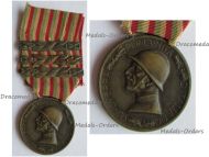 Italy WW1 Italian Unification Commemorative Medal for the War of 1915 1918 with 3 clasps 1916 1917 1918 by Sacchini