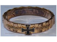 Germany WWI Patriotic Bracelet Iron Cross & Oak Leaves "Gott Mit Uns" & "Errinerung an den Feldzug 1914-15", Montfaucon, Malancourt