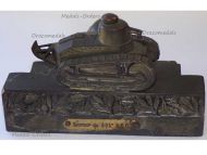 France WW1 Trench Art French Tank Renault FT17 Inkwell 505 RCC Regiment by Malespina & Richer