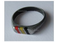 Belgium WW1 Patriotic Ring – Belgian Flag Colors, Aluminum & Enamel
