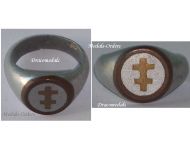 France Trench Art WW1 Soldier's Ring with the Cross of Lorraine in Aluminum